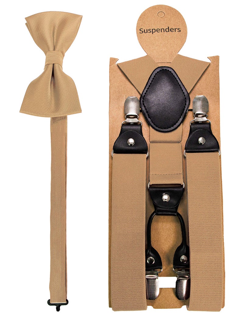 JEMYGINS Gold Suspender and Silk Bow Tie Sets for Men (Gold) - Image 3